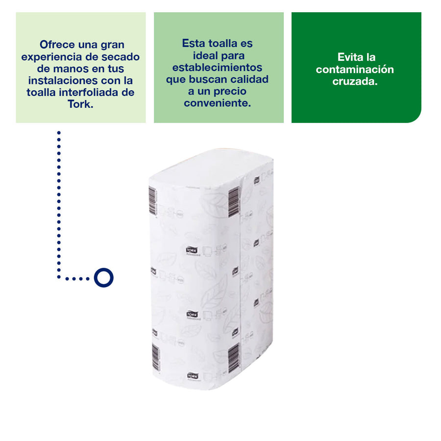 Toalla Interfoliada Tork - 16 Paquetes de 250 Hojas c/u por Caja