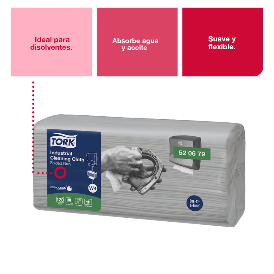 Paño de Limpieza Industrial Wipe Tork 4 paq de 120 Paños