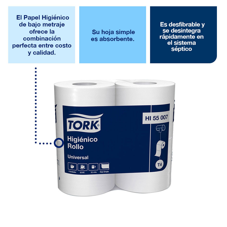 Papel Higiénico Tork 50 M. Simple Hoja Universal 48 Rollos