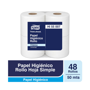 Papel Higiénico Tork 50 M. Simple Hoja Universal 48 Rollos