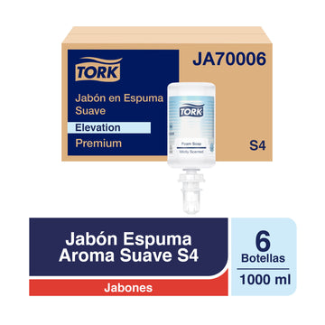 Jabón En Espuma Suave Tork Línea Elevation 6 Botellas de 1000 ml