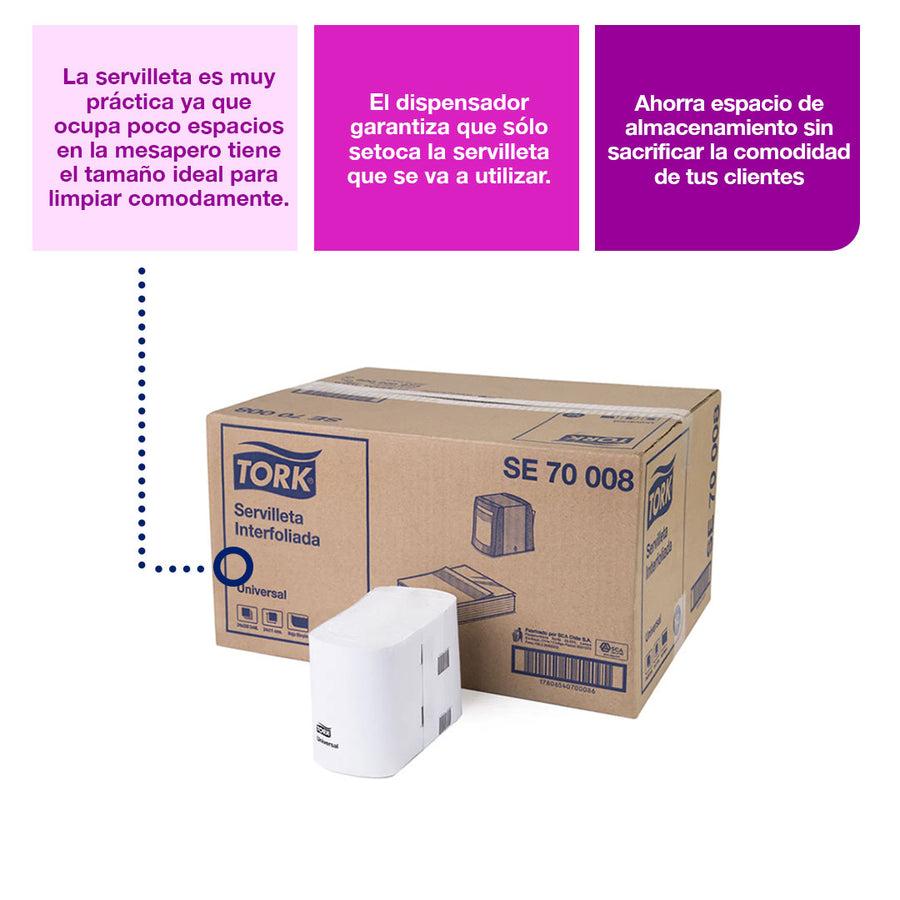 Servilleta Interfoliada Tork - 24 Paquetes de 250 Hojas Por Caja