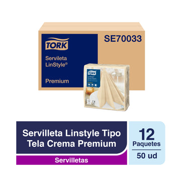 Servilleta de Mesa Tork Linstyle Simil Tela Crema 12 Paquetes de 50 Servilletas