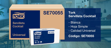 Servilleta Cocktail Tork - 24 Paquetes de 200 Hojas Por Caja