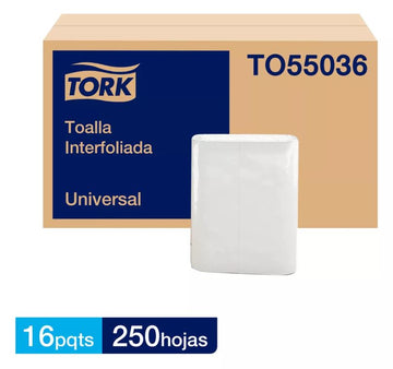 Toalla Interfoliada Tork - 16 Paquetes de 250 Hojas c/u por Caja